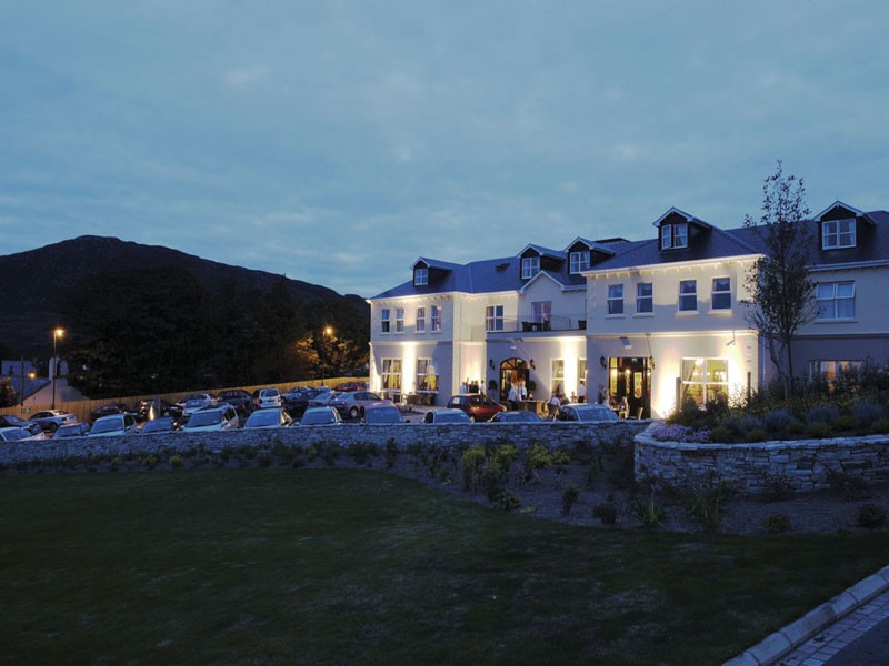 Exterior of Ballyliffin Lodge and Spa Hotel in the evening