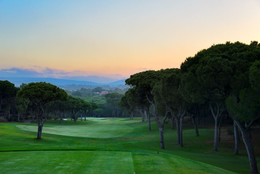 Sunset at Dom Pedro Old Course in Vilamoura in Portugal