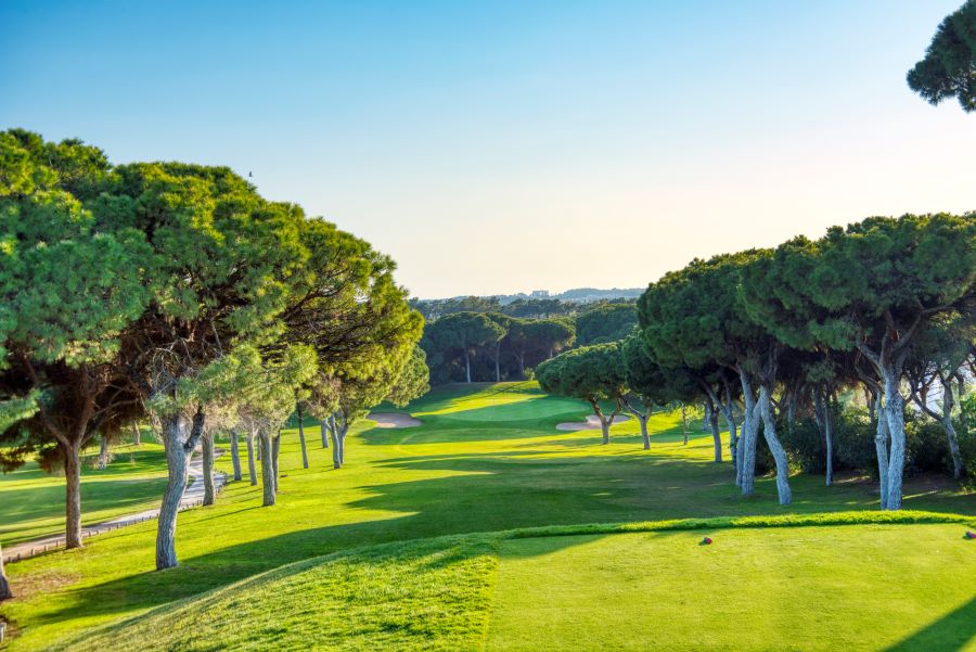 View down the fairway at Dom Pedro Golf Old Course in the Algarve