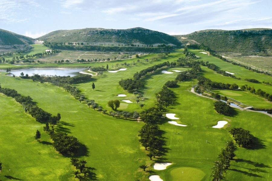 Shot of the fairways from the air at El Plantio Golf Club