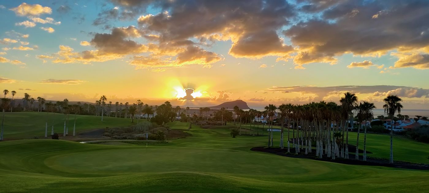 Sun rising over the island of Tenerife at Golf Del Sur