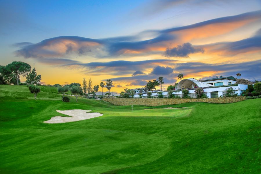 Sunset and clouds at La Cala Golf Resort in Costa Del Sol on Asia course