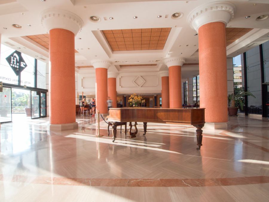 Piano in lobby of Zentral Center Hotel