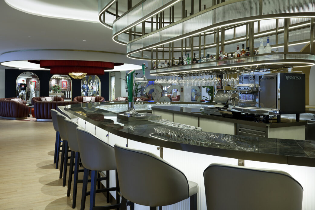Stools facing the bar at Puerto Banus' Hard Rock Hotel Marbella
