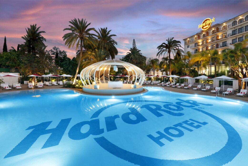 Outdoor swimming pool at Puerto Banus' Hard Rock Hotel in Marbella