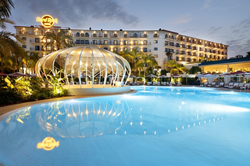 Hard Rock Hotel Marbella swimming pool at night
