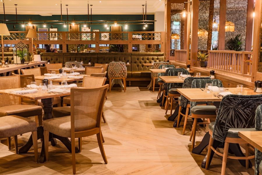 Dining area ready for service at Belton Woods Hotel, Spa And Golf Resort