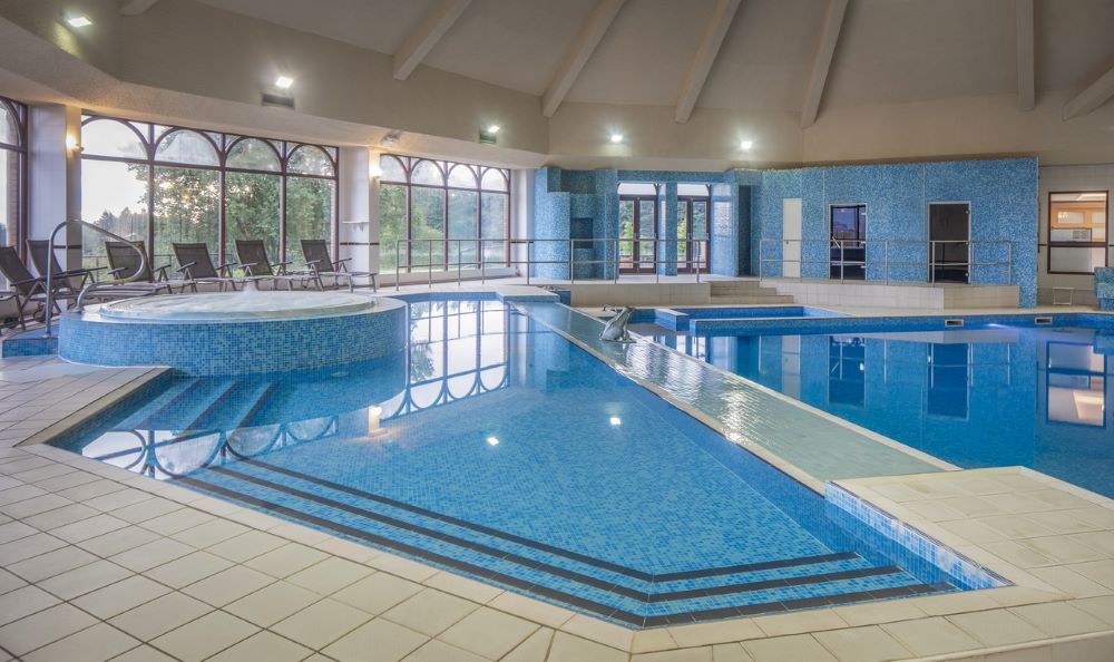 Indoor swimming pool in the spa at Glasgow Westerwood Hotel, Spa & Golf Resort