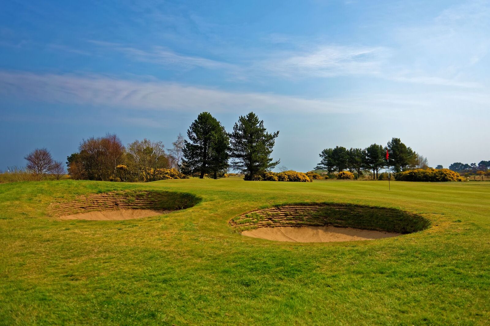 Bunkers protecting the green on the golf course at Carnoustie Golf Hotel And Spa