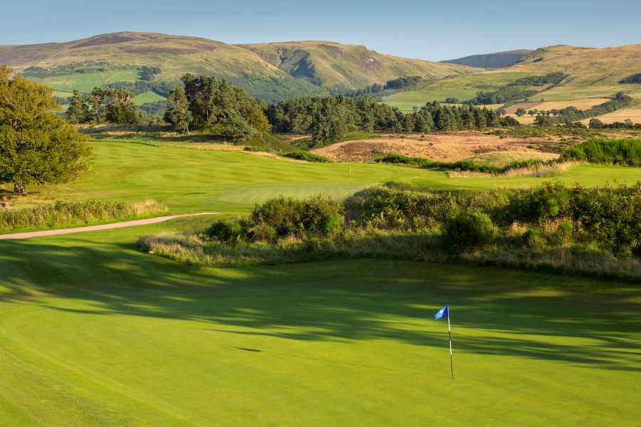 Putting green with blue flag on it at The Gleneagles Hotel