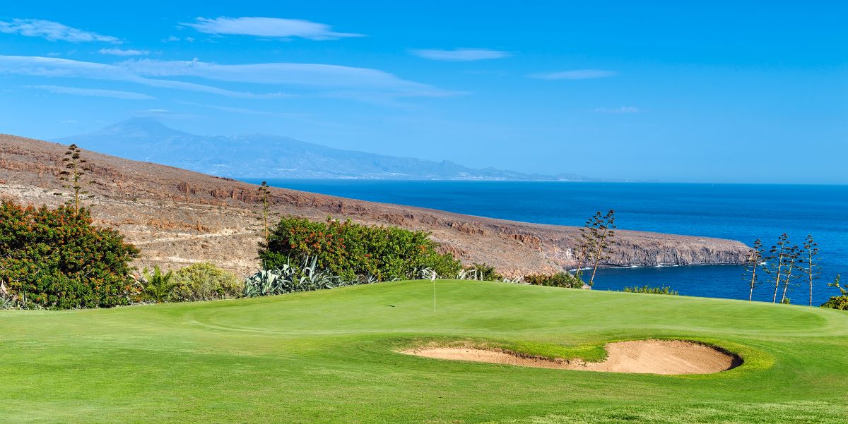 Golf course bordering cliff top at Tecina Golf