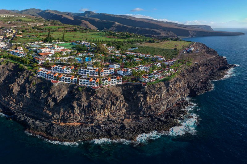 Hotel Jardin Tecina on Golf La Gomera Island on the cliff top overlooking the blue sea