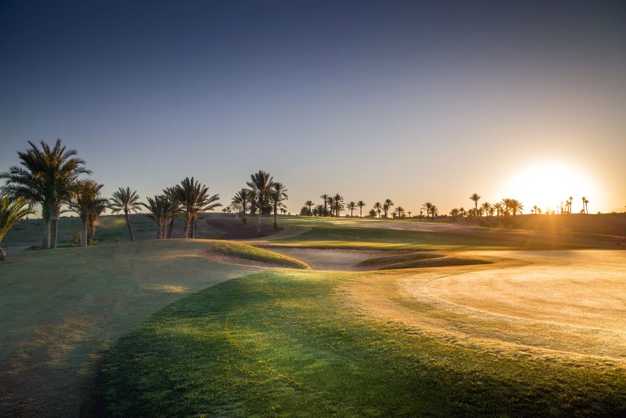 Sun rising at Assoufid Golf Club in Morocco