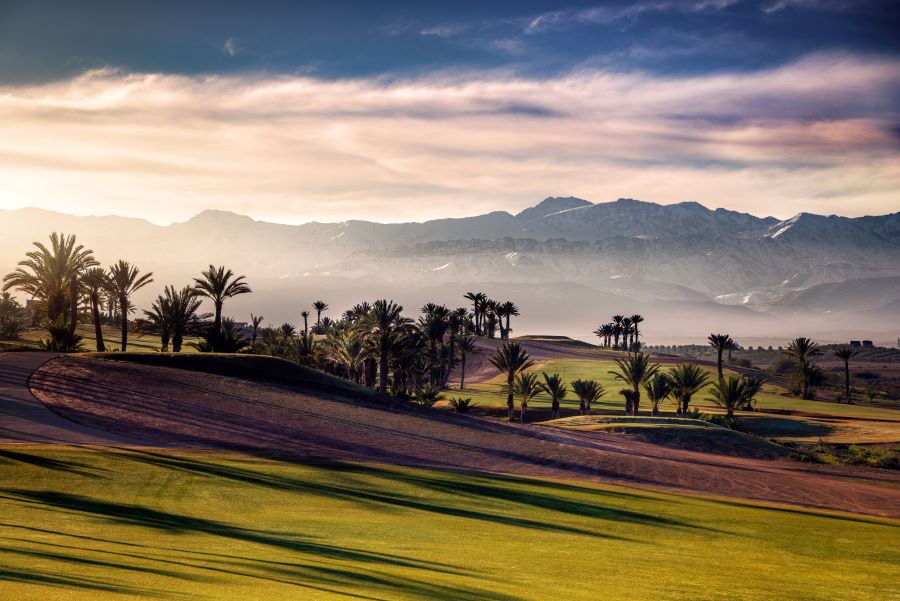 Atlas mountains overlooking Assoufid Golf Course in Marrakech
