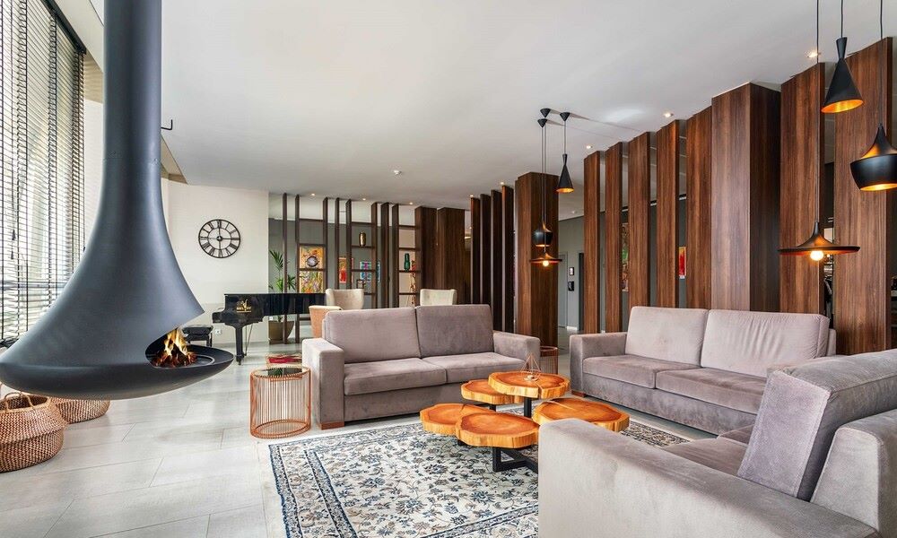 Grey sofas in lobby at AP Maria Nova Lounge Hotel