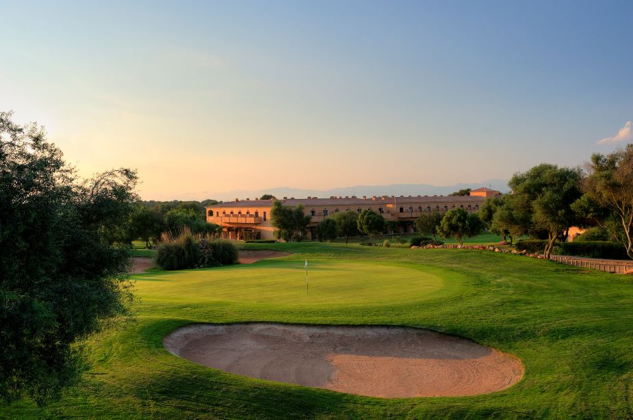 Clubhouse in the background at Son Antem West Golf Course