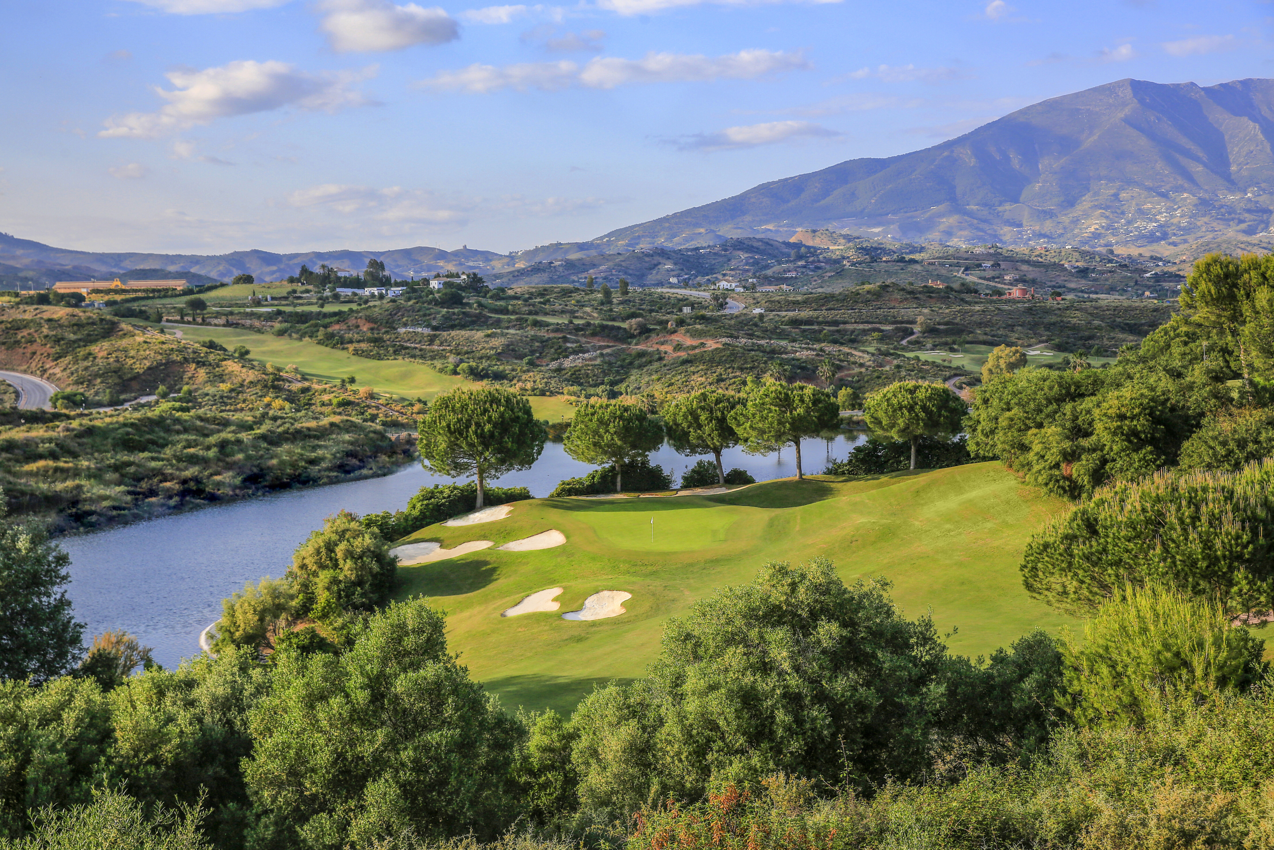 Ariel shot of a golf course in Europe