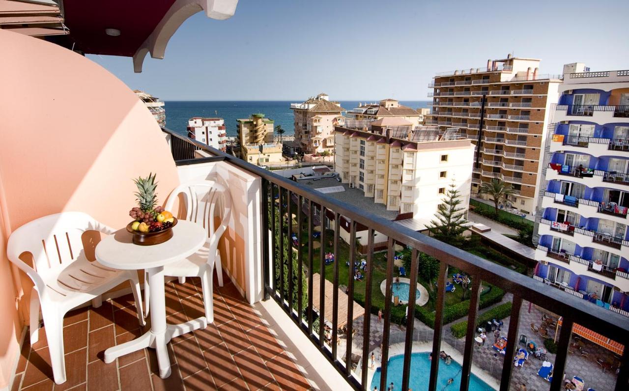 Balcony view with sea in the distance at Hotel Monarque Fuengirola Park