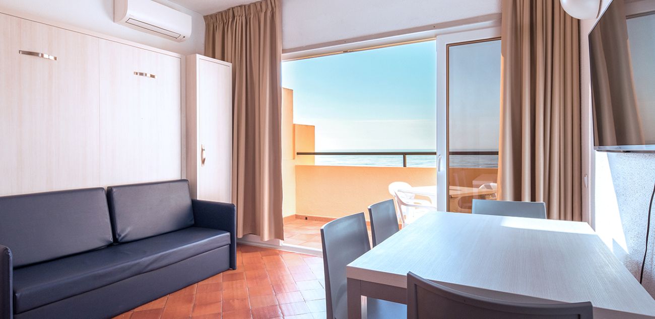 View out to the balcony with blue sky at Dom Pedro Lagos Hotel